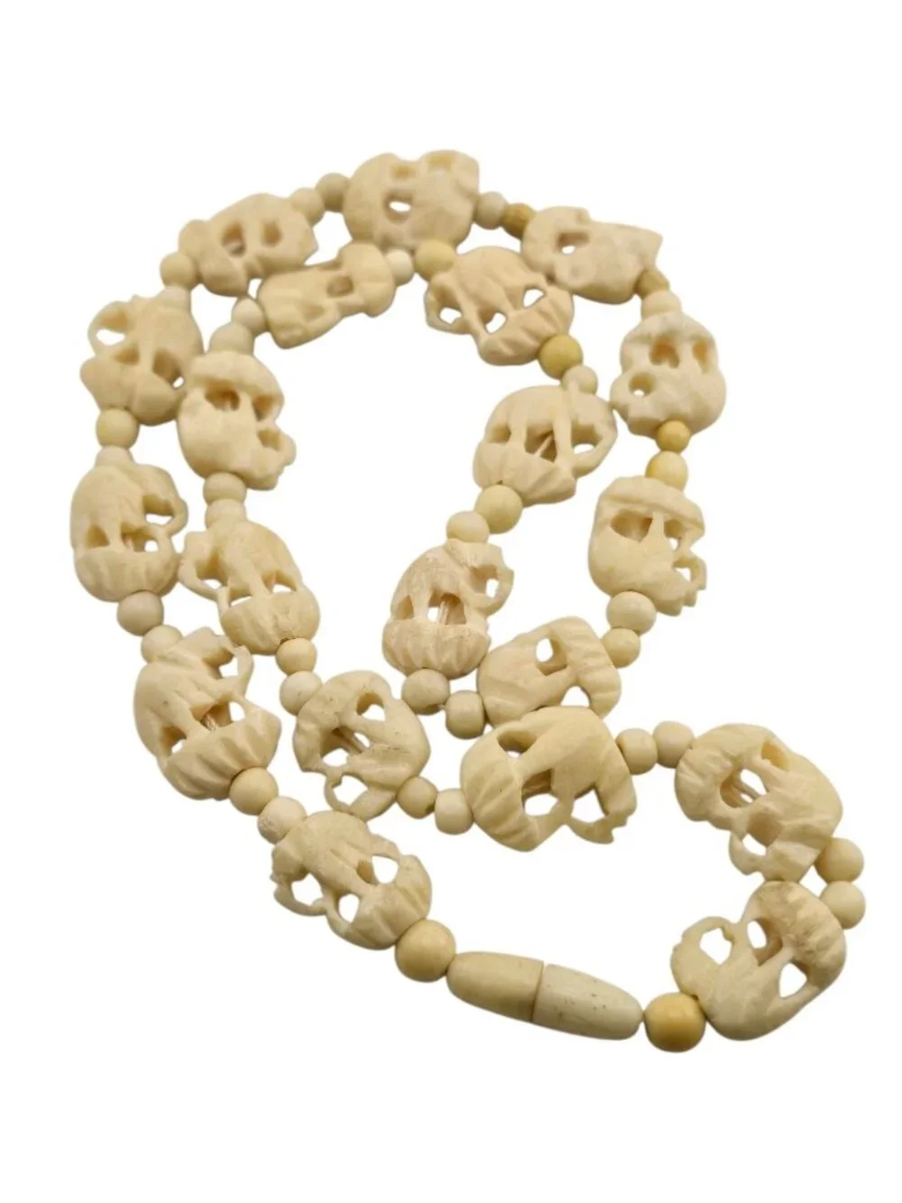 Vintage Bone? Elephant Beaded Necklace (A9149) - Picture 2 of 4